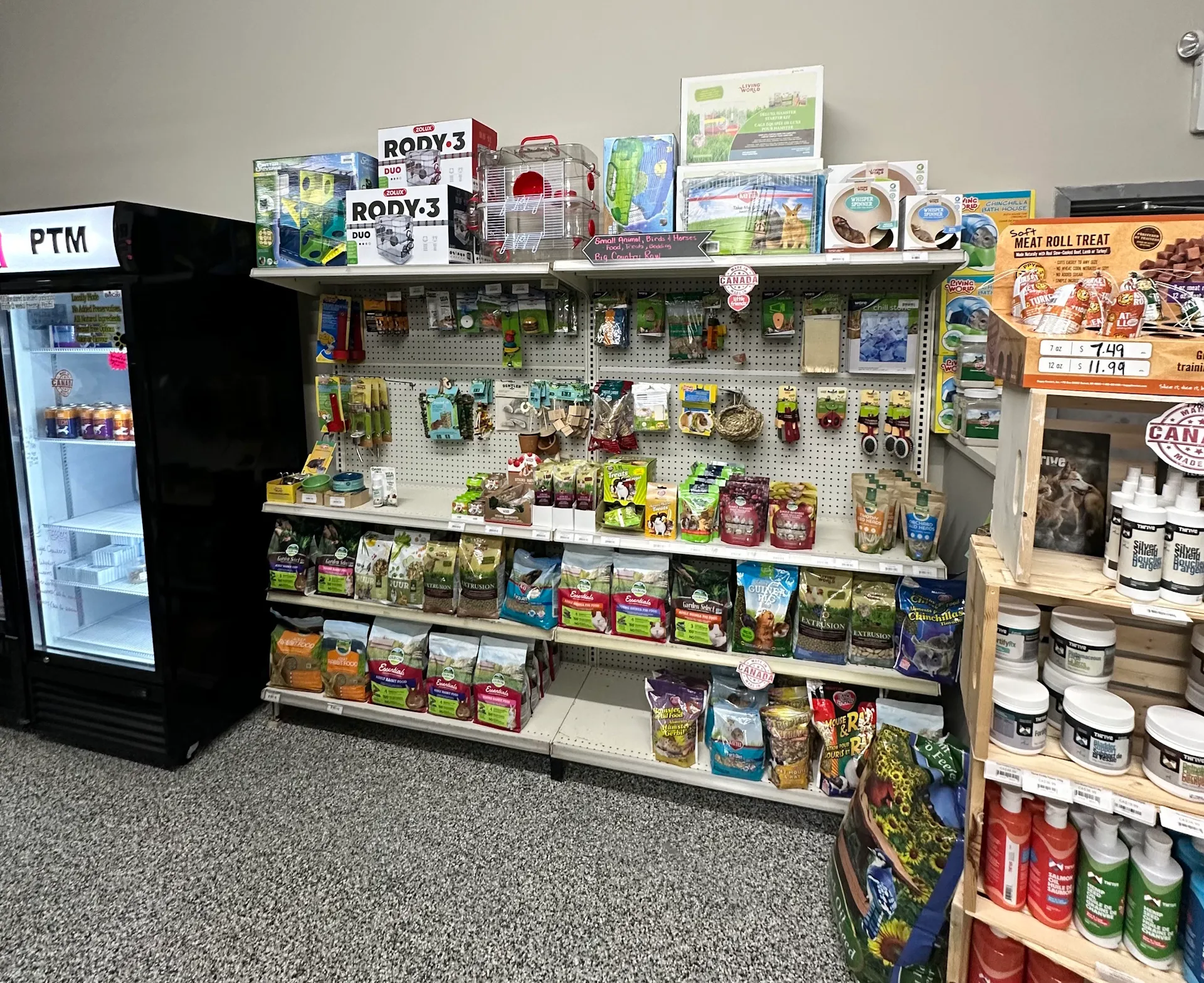 Living World small pet supplies display at PTM Pet Supplies